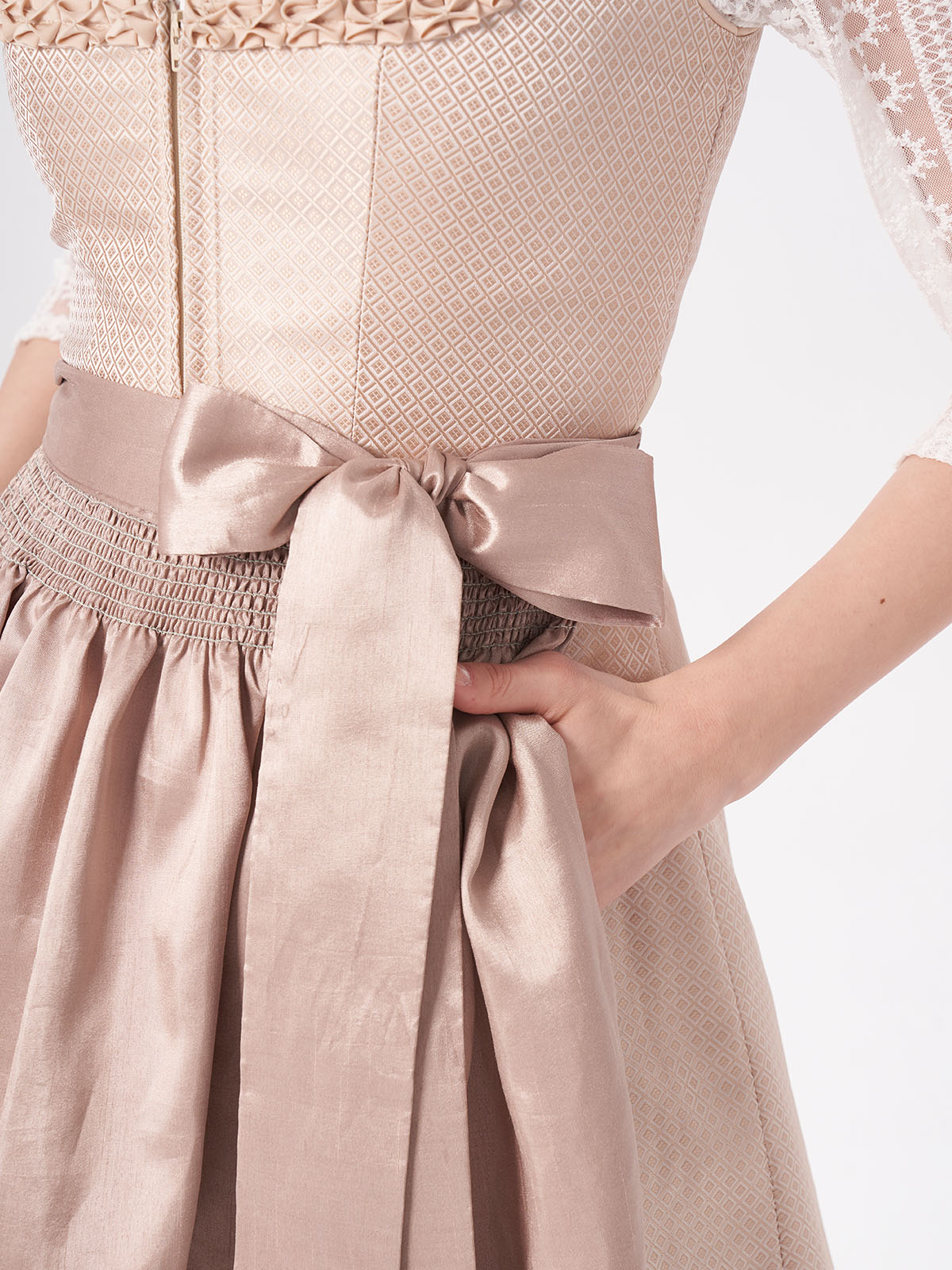 Dirndl Bluse Langarm Spitze in Beige